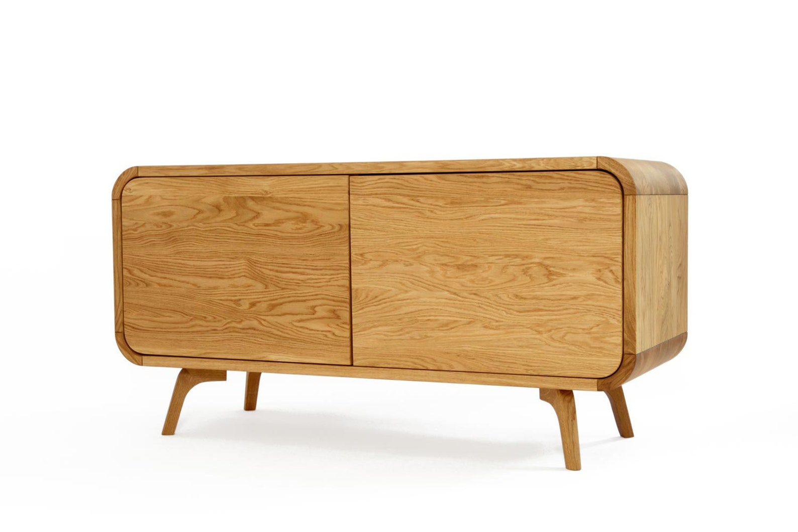 Wood Console Vinyl Record Storage with doors Sideboard Oak Etsy