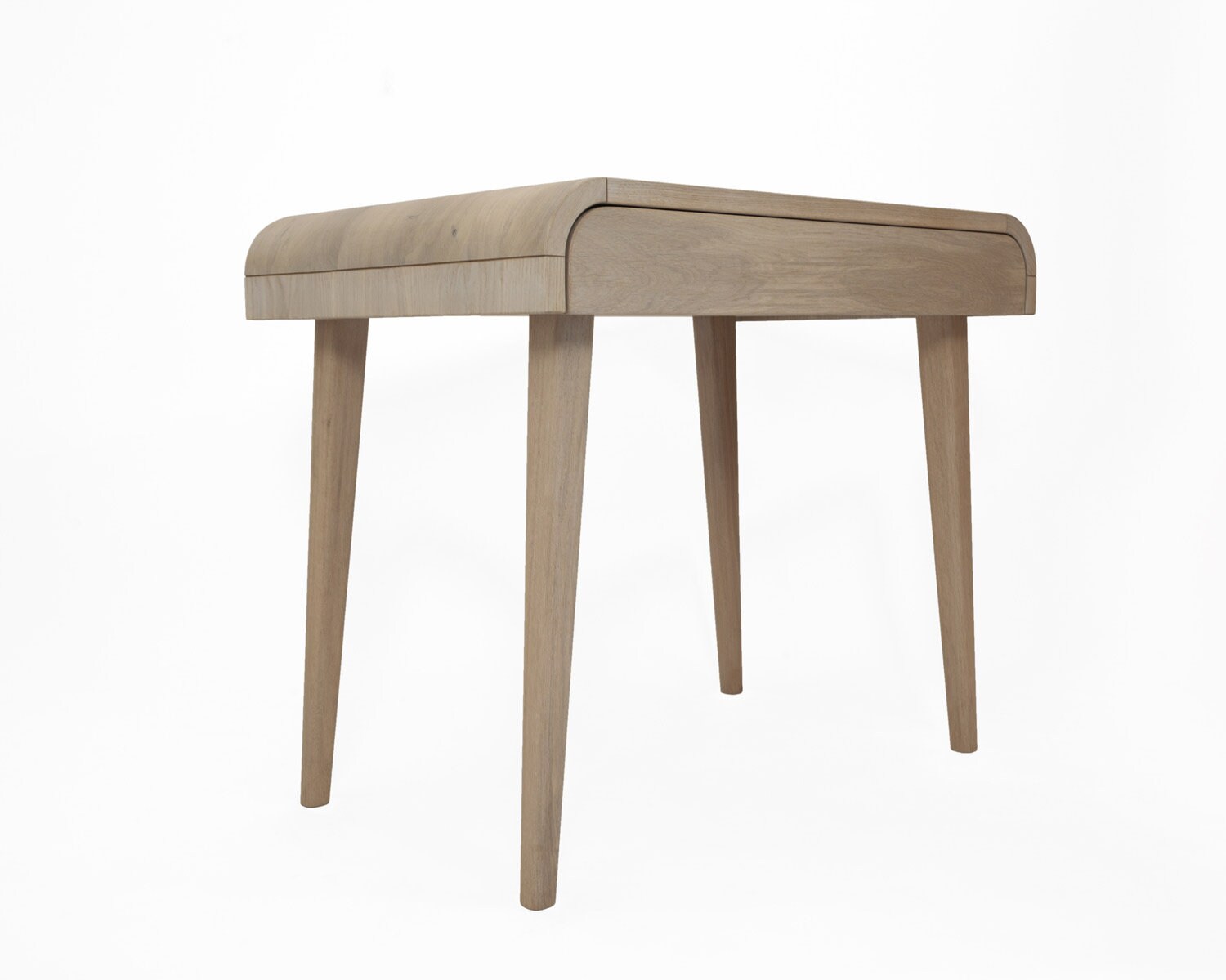 Small Computer Desk With Drawer in Whitened Oak, Mid Century Desk, Solid Oak Desk, Office Desk