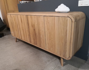 Sideboard, credenza, dresser, wood TV unit with two compartments, TV Stand, vinyl record storage, High Dresser, Art deco Media Console