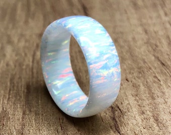 Snowy white solid opal ring