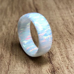 Snowy white solid opal ring