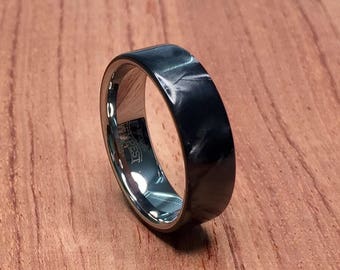 Black Pearl Epoxy with Tungsten Core Ring, mens wedding ring, womans wedding ring