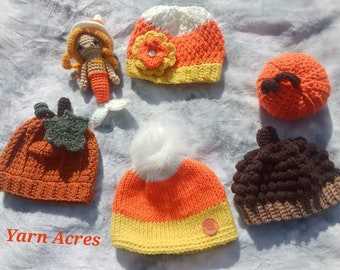 Fall Beanies for Child - Crocheted Autumn Hats