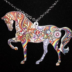 Plastic Printed Horse Fashion Necklace