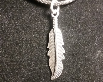 FEATHER CHARM PENDANT Large 2" Statement Silver Coloured Alloy 3D FEATHER CHARM PENDANT Large 2" Statement Silver Coloured Alloy 3D