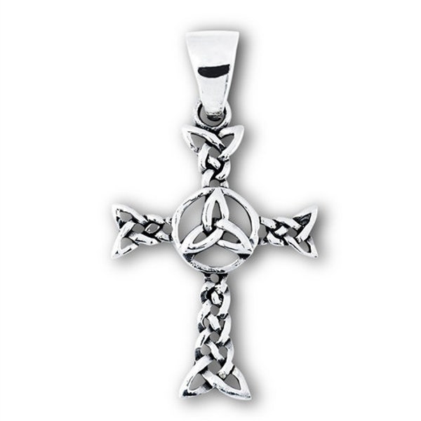 Sterling Silver Celtic Weave Cross Pendant #9212