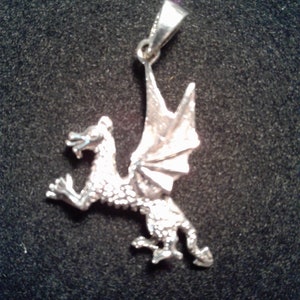 Sterling Silver 3D Playing Dragon Pendant #w8916