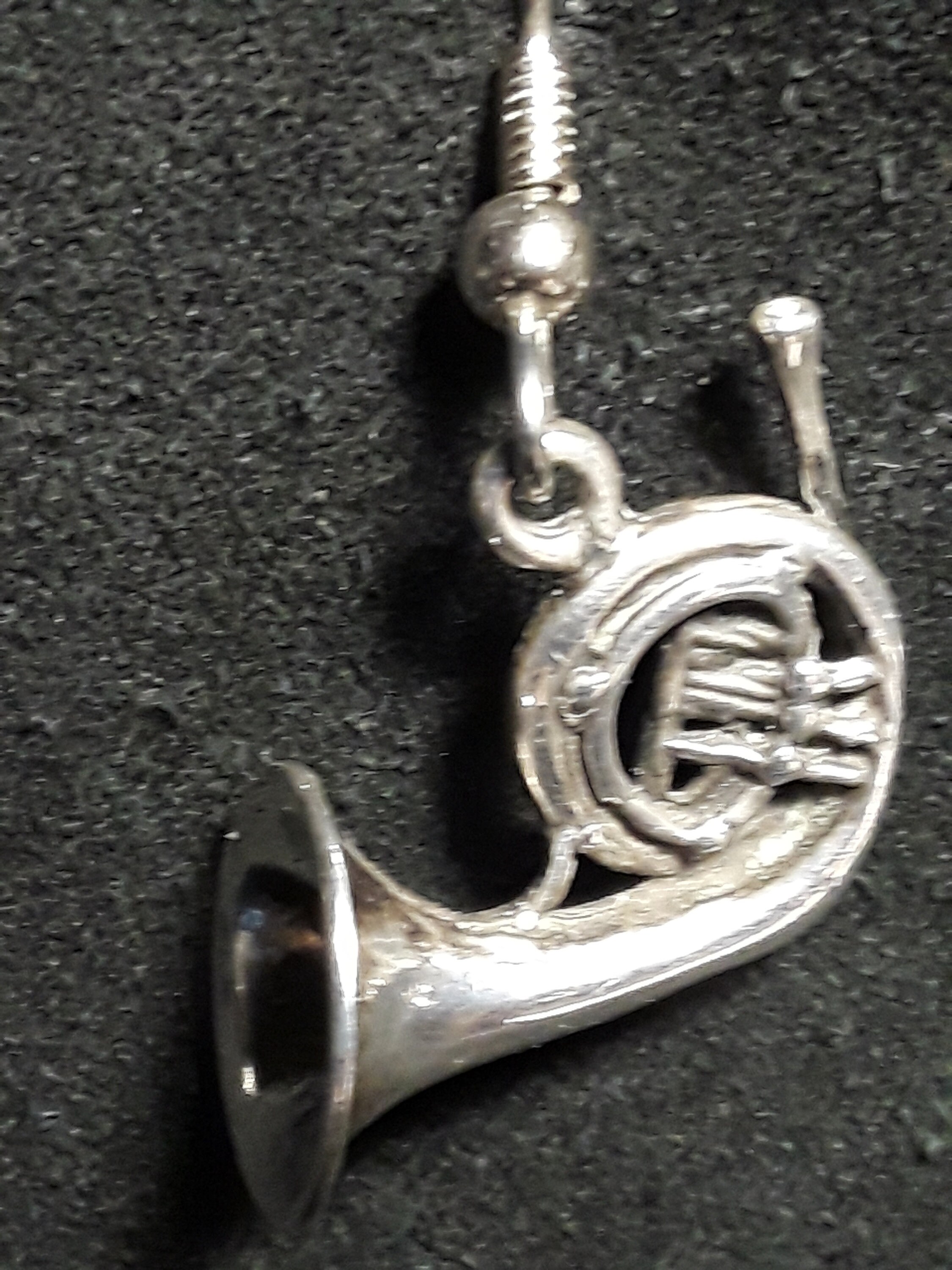 Sterling Silver 3D French Horn Earrings Etsy UK
