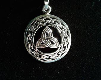 Sterling Silver Celtic Trinity Knot Work Pendant #1218