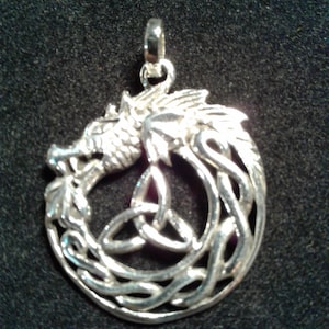Sterling Silver Celtic Dragon Pendant #9321
