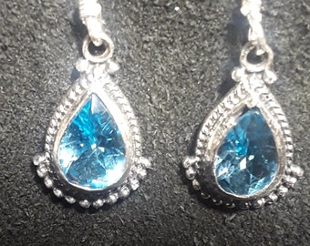 Blue Topaz and Sterling Silver Earrings