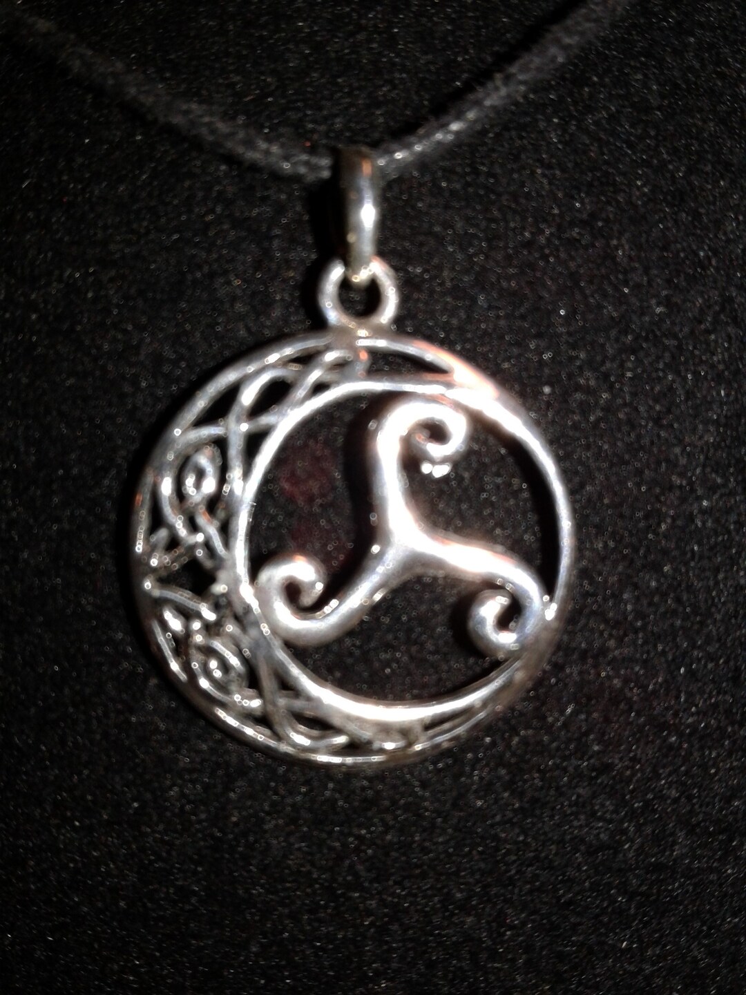 Sterling Silver Celtic Knot Work Moon With Triskelion Pendant - Etsy