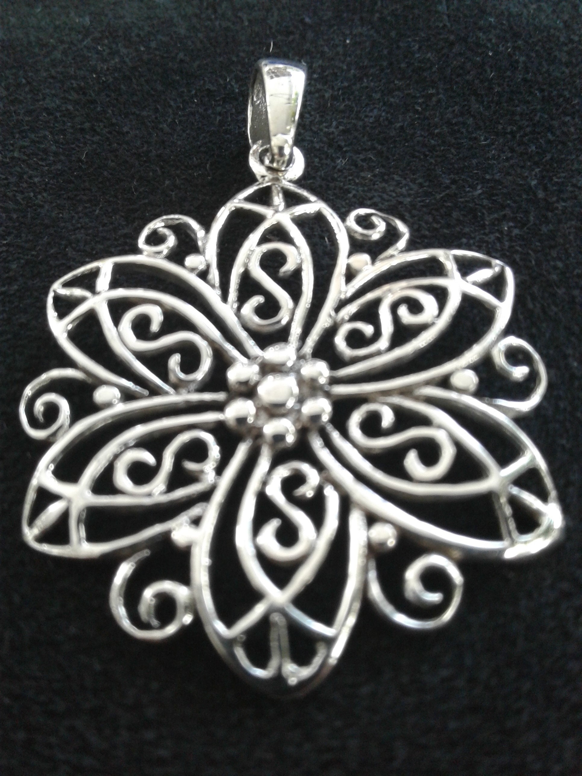 Sterling Silver Antique Flower Design Pendant #w8944 - Etsy