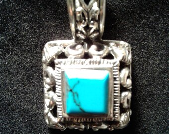 Sterling Silver and Genuine Turquoise Pendant