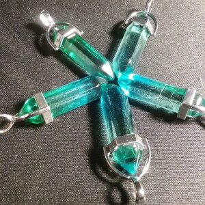 5 Blue Iridescent Glass Pillar Point