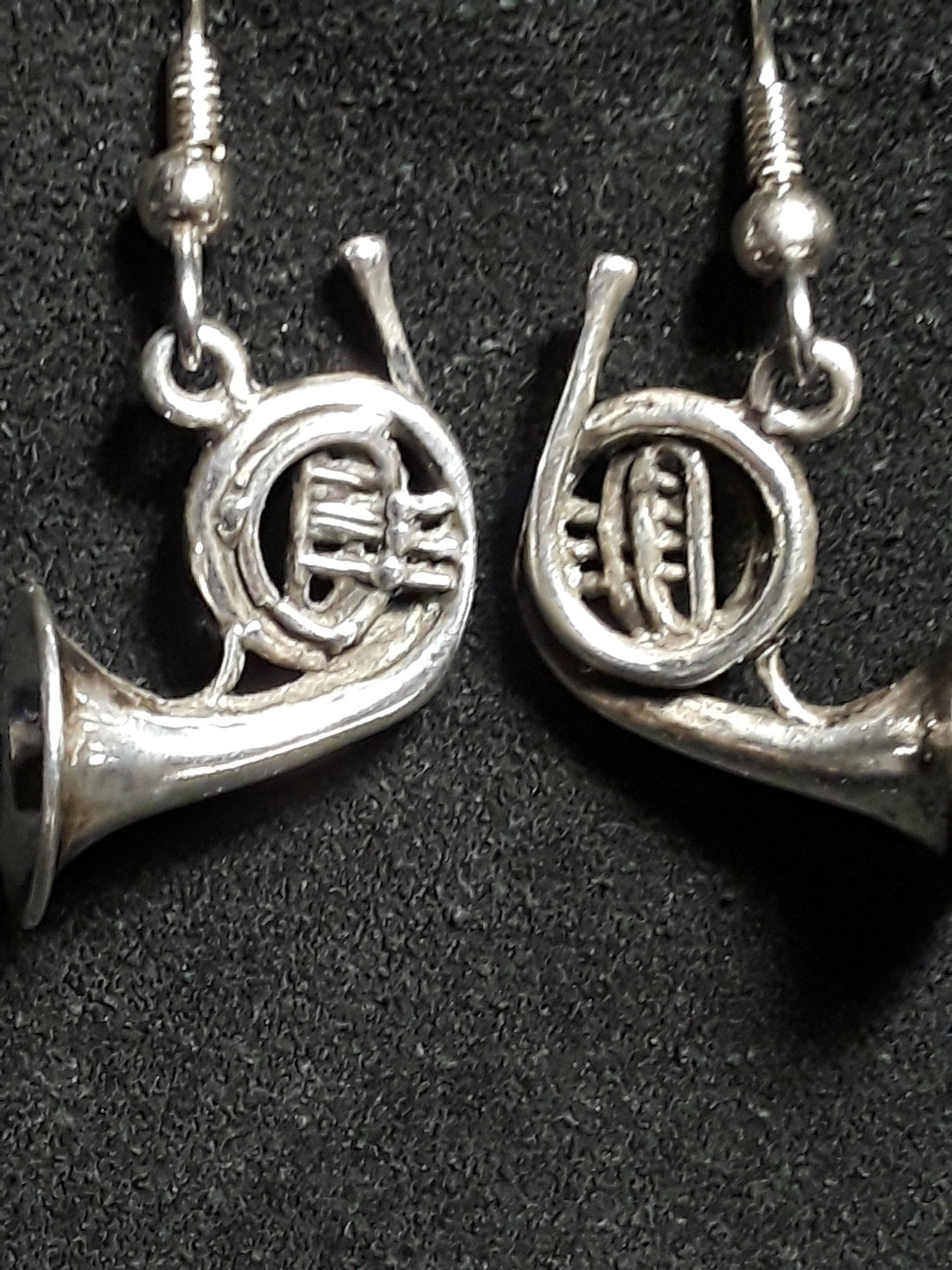 Sterling Silver 3D French Horn Earrings Etsy UK