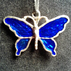 Hand casted pewter butterfly with Blue Enamel set of 3 (28)