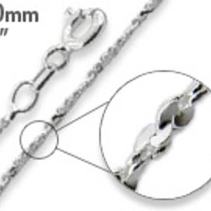 36 inch Sterling Silver Twisted Serpentine Chain