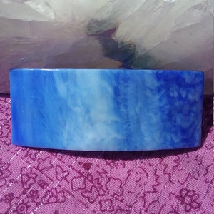 3.5 inch Blue Stained Glass Rectangular Barrette with French style clip