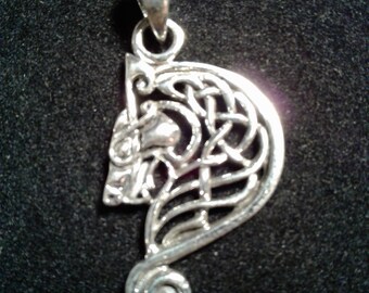 Sterling Silver Celtic Dragon Pendant #w9361