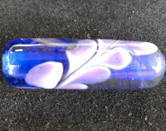 Fait à la main en verre Lampwork perle violet foncé bleu 35 mm x 10 mm, trou de 4mm