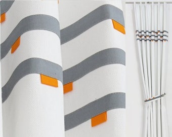 Items Similar To Grey Red Black Modern Curtains Geometric Modern