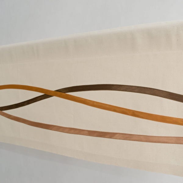 Cantonnière de cuisine - passe-tringle brun crème rouille, rideau de cantonnière minimal, parure de fenêtre de draperie orange marron clair personnalisé pour le salon.
