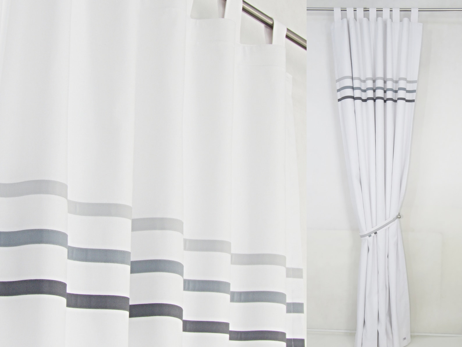 White Gray Minimalist Curtains Modern Bedroom Curtain Panel | Etsy