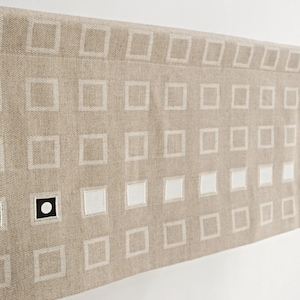 Country Rustic Kitchen Rod Pocket Valance, Beige White Modern Jute Natural Linen Window Valence Panel, Geometric Valance Made to Measure.