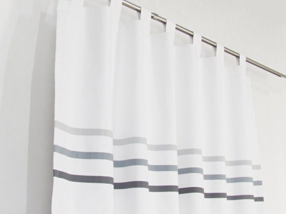 Cortinas minimalistas grises blancas, rayas de gris oscuro de