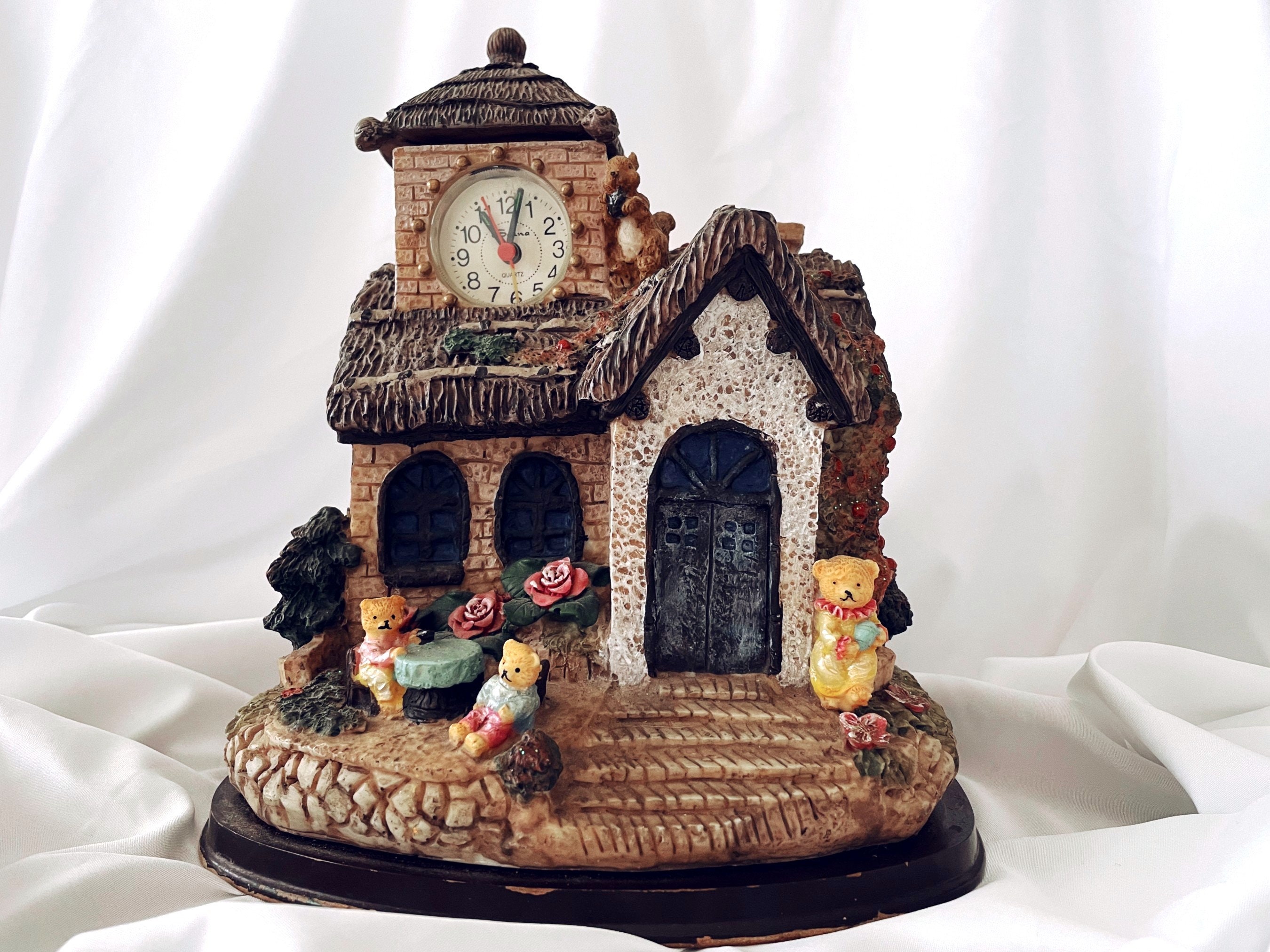 Large Solina Quartz Clock Tower Ceramic Cottage House Village