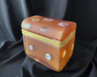 A Mid-Century Murano Cased Glass Box of Ombre Color with Millefiore A Mid-Century Murano Cased Glass Box of Ombre Color with Millefiore