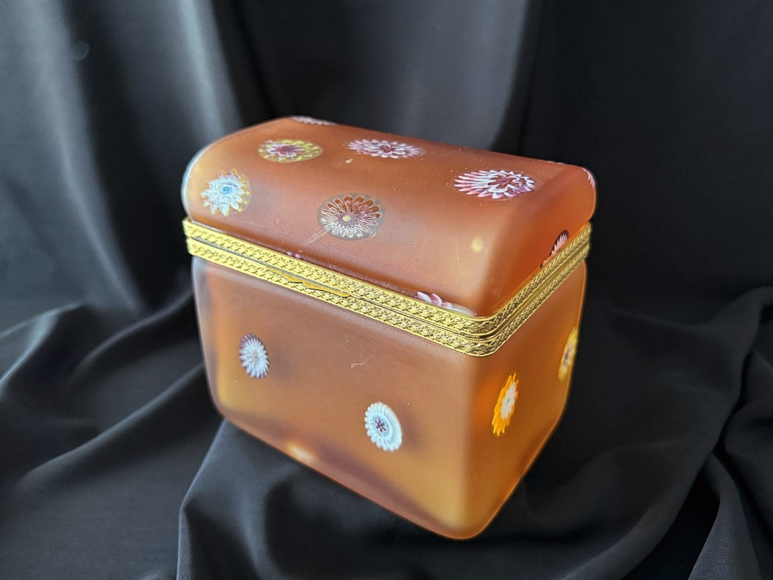 A Mid-Century Murano Cased Glass Box of Ombre Color with Millefiore A Mid-Century Murano Cased Glass Box of Ombre Color with Millefiore