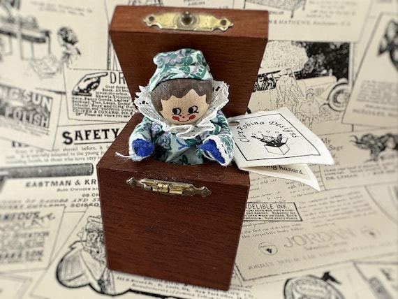 Mini Jack in the Box Hand Crafted Ornament Décor by Clare Robina