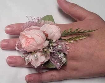 Silk rose ring corsage for prom, dance, mother's day, various colors available