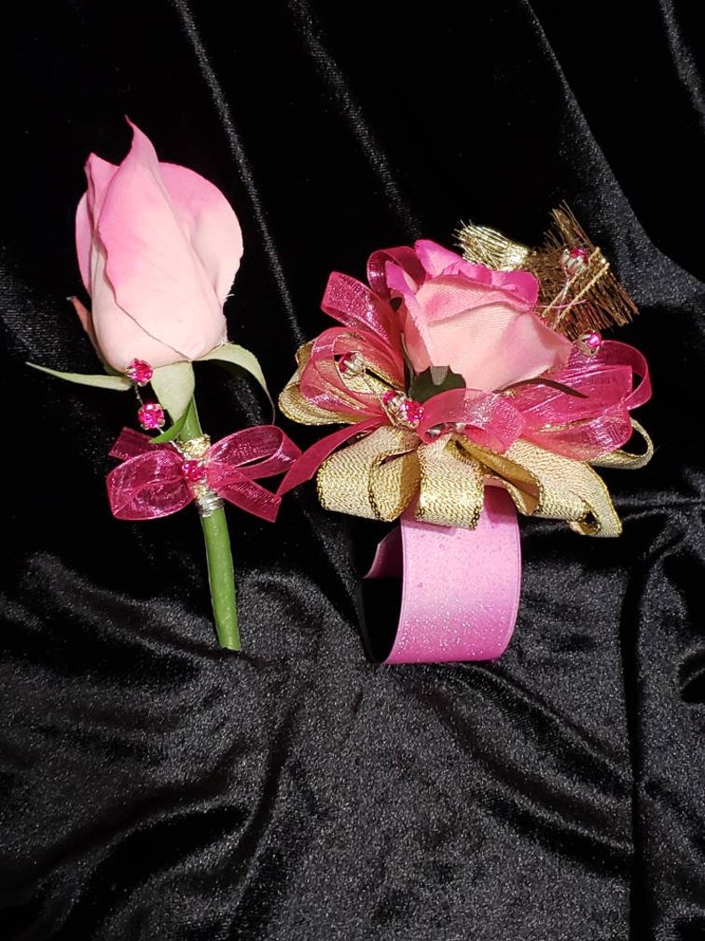 prom Wrist corsage and boutonniere matching set wedding father-daughter dance