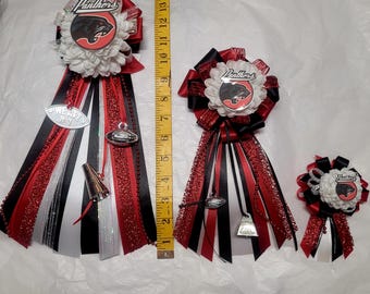Personalized, decorated Tiny (Stanley size), Mini or Small Texas Mum pin-on corsage, homecoming mum