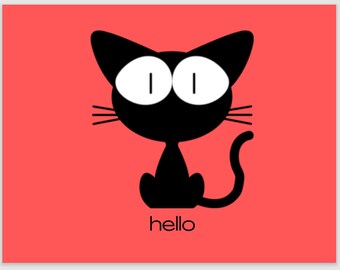 Hello Cat blank notecards with white envelopes
