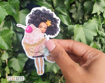 Black Woman Cupcake sticker | African American | Planner Sticker