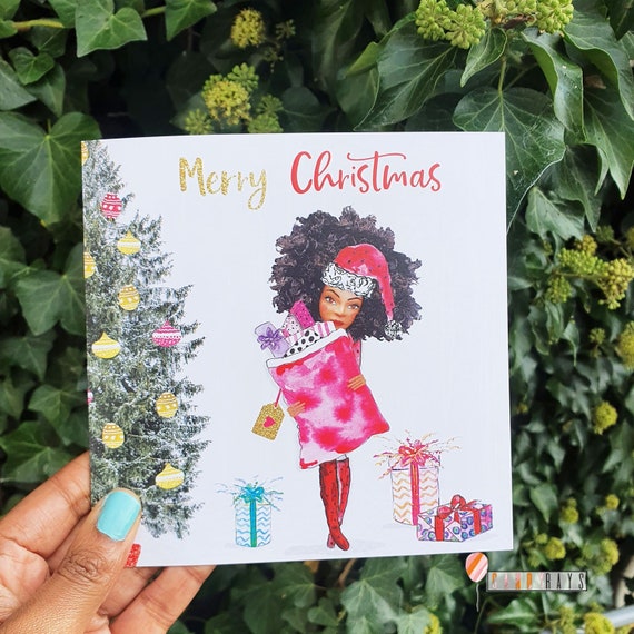 african american christmas santa card holiday cards season etsy african american christmas santa