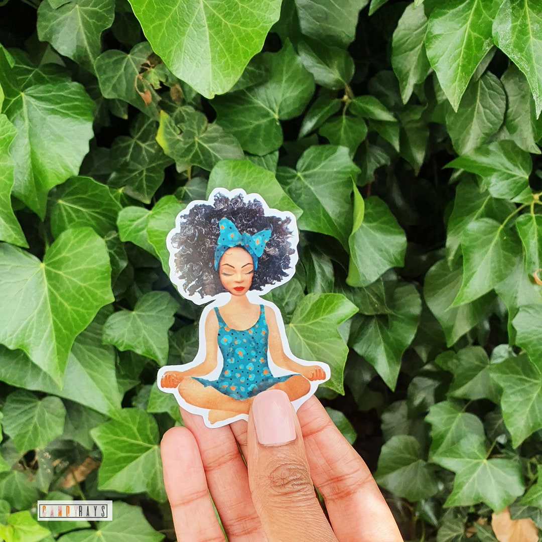 Curly Hair | Afro Black Girl Sticker | Meditation Sticker | Computer ...