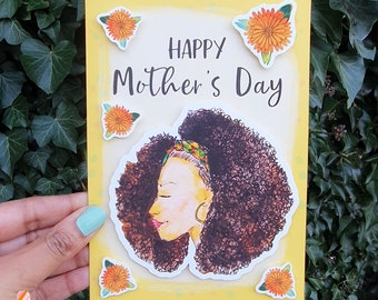 Mother's Day Card | Curly Hair | African American | Card For Mum | 3D Greeting Card