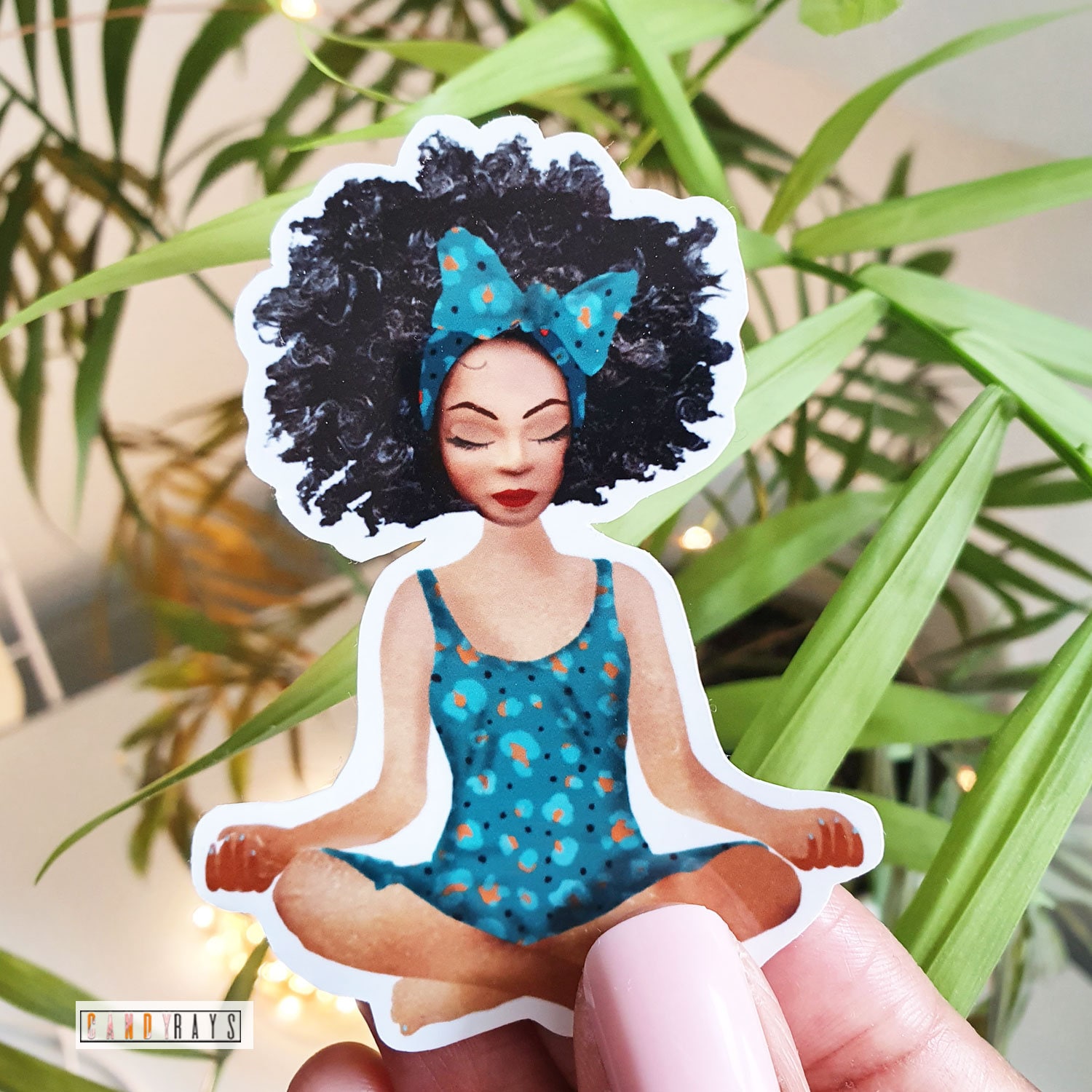 Curly Hair Afro Black Girl Sticker Meditation Sticker - Etsy