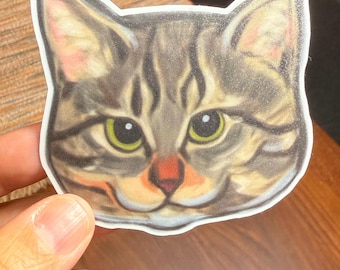Tabby Cat Sticker | Waterproof Vinyl Decal for Laptops, Water Bottles | Cat Lover Gift