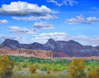 Original 9x12 inch Landscape Painting, Acrylic Utah Landscape Painting, Painting on Canvas, Wall Art, Realistic Original Painting, Utah Mesa