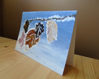 Handpainted Christmas Card, Winter Greeting Card, Birthday Card, Thank-you Card, Just Because Card, Original Hand Painted Blank Card