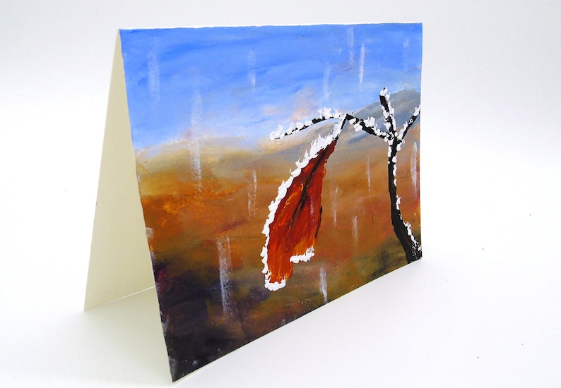 Original Acrylic 5x7 Painting Hand Painted Christmas Card Birthday Handpainted Blank Greeting Card Winter Greeting Card Thank-you Card