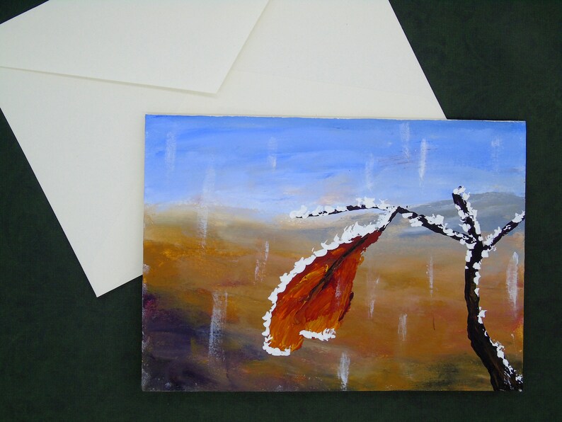 Original Acrylic 5x7 Painting Hand Painted Christmas Card Birthday Handpainted Blank Greeting Card Winter Greeting Card Thank-you Card