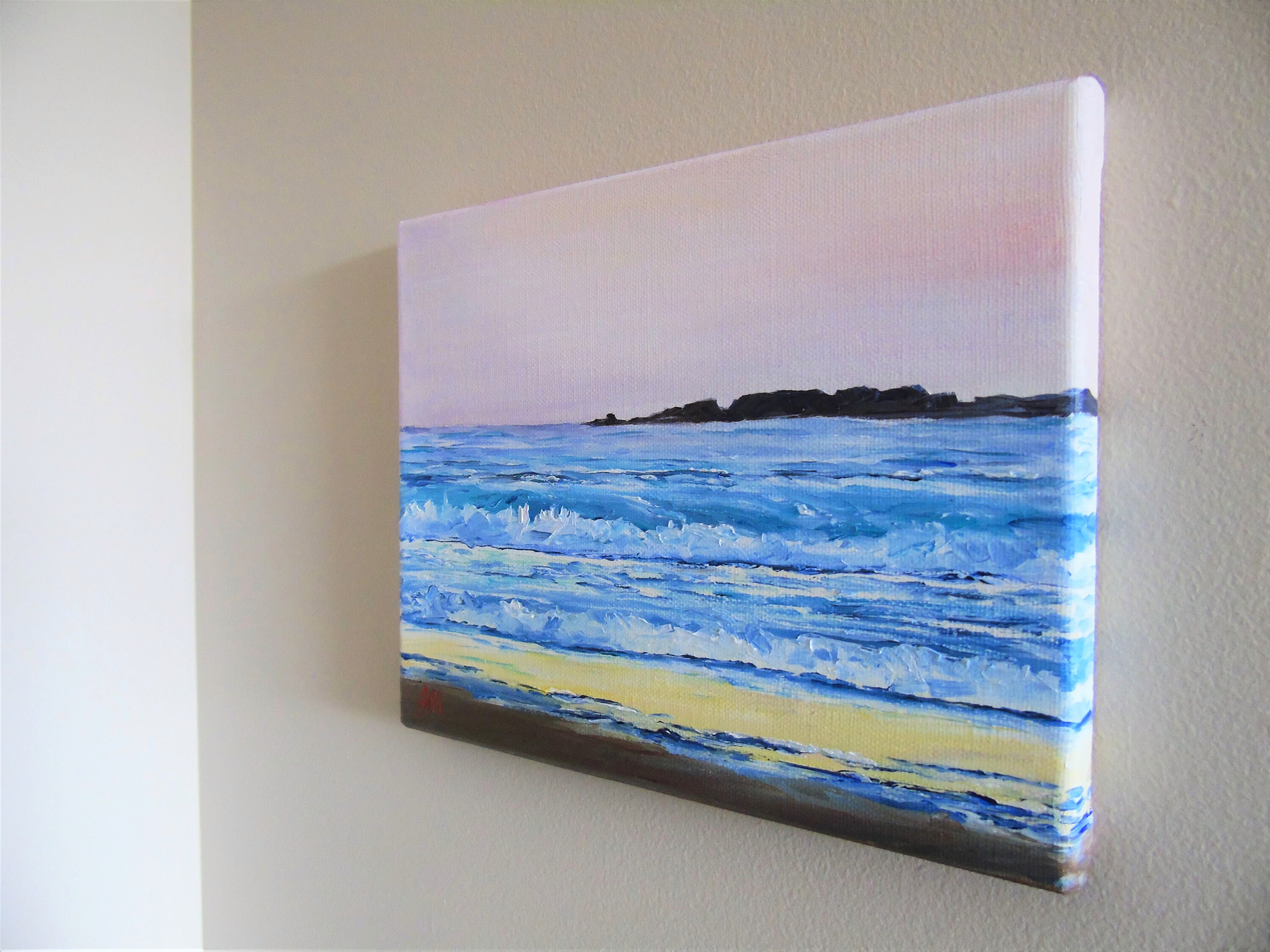 Painting Unframed Sunset painting of seascape original handmade watercolor Art 8x10 Ocean