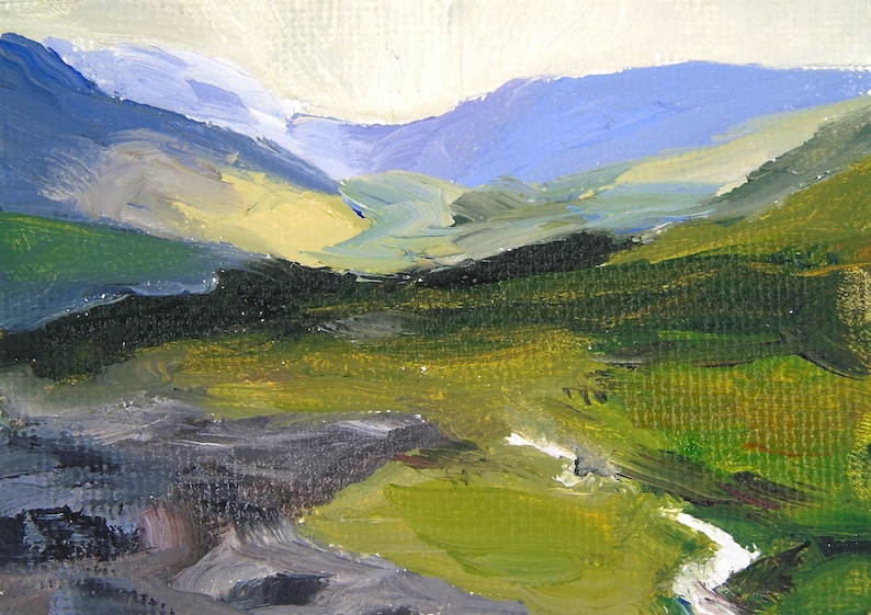 Mountain Painting Miniature Landscape Creek Tiny Painting Original ACEO Landscape Oil Painting Original Art Alberta Mountainscape